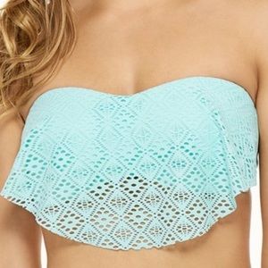 Hot Water Glacier Eyelet Overlay Bikini Top NWT XL